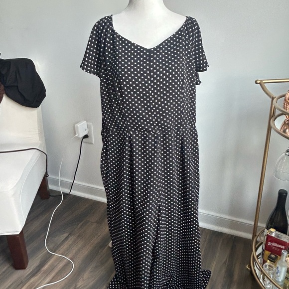 Monteau Black and White Polka Dot Maxi jumpsuit - Picture 3 of 6
